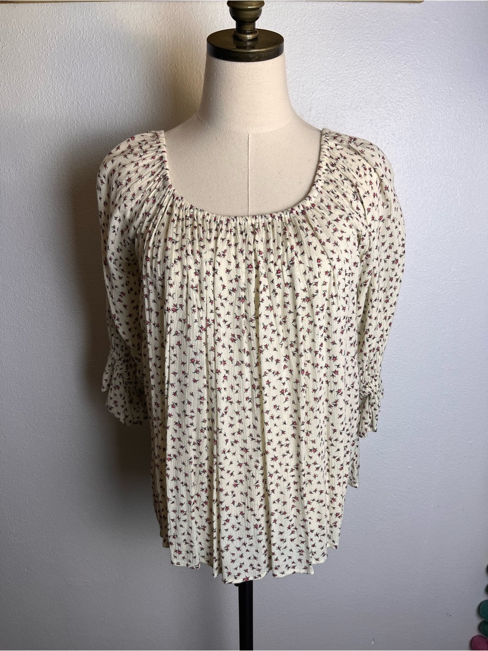 Denim & Supply Ralph Lauren Cream Blouse with Pink Floral Print